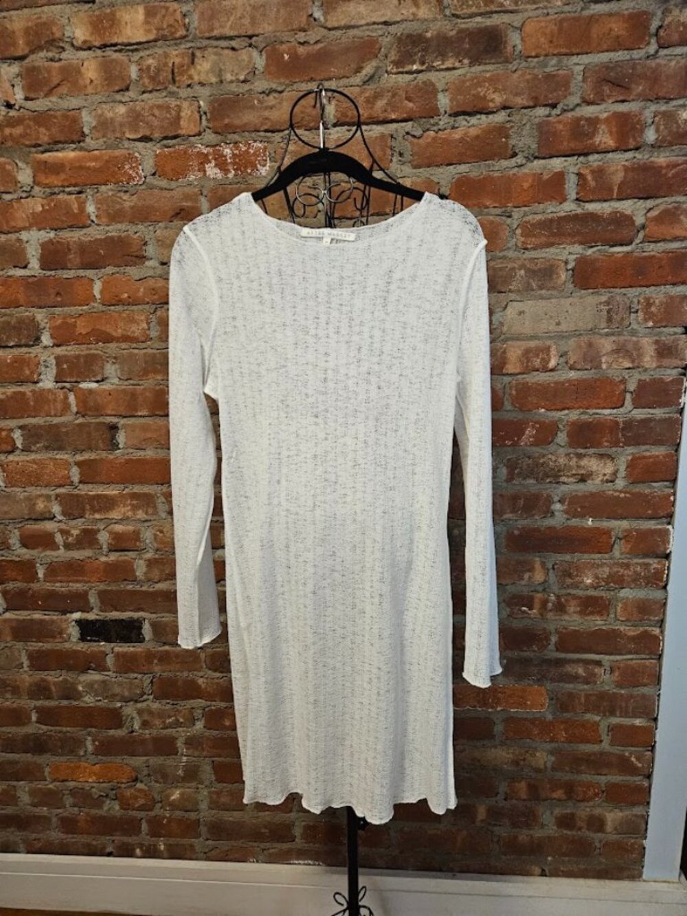 After Market by English Factory Cream Ribbed Raw Seam  Dress Medium